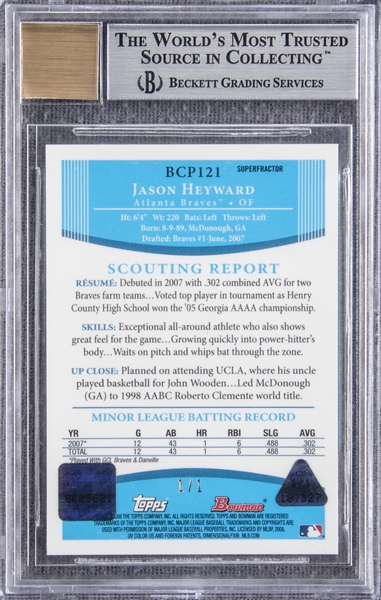 Jason Heyward MLB Baseball Trading Rookie Card Mint Condition 