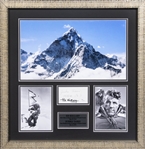 Edmond Hillary and Junko Tabei Dual Signed 3x5" Index Card in 23x24" framed Collage - First Man an Woman to Conquer Mt. Everest (JSA)