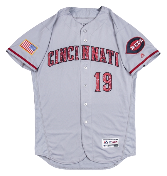 Lot Detail - 2017 Joey Votto Game Used & Signed Cincinnati Reds Stars &  Stripes Road Jersey (Beckett)