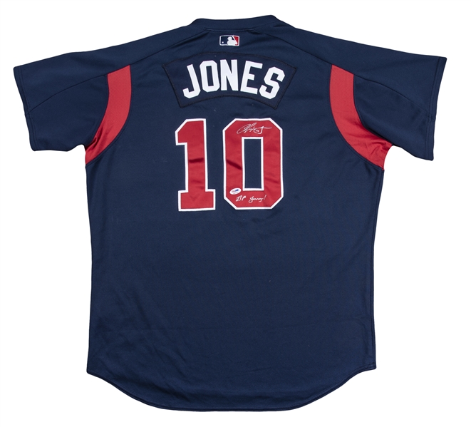 Lot Detail - Chipper Jones Game Worn & Signed Atlanta Braves Batting  Practice Jersey (PSA/DNA)
