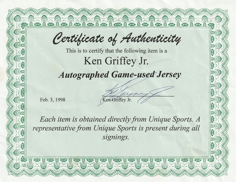 Lot Detail - 1995 Ken Griffey Jr. Seattle Mariners Game-Used Teal