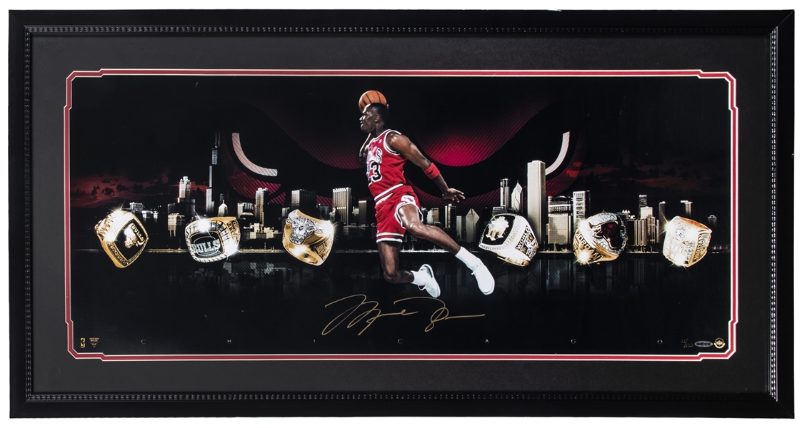 Michael Jordan 6 Rings Collage Deluxe Framed Photo Picture 