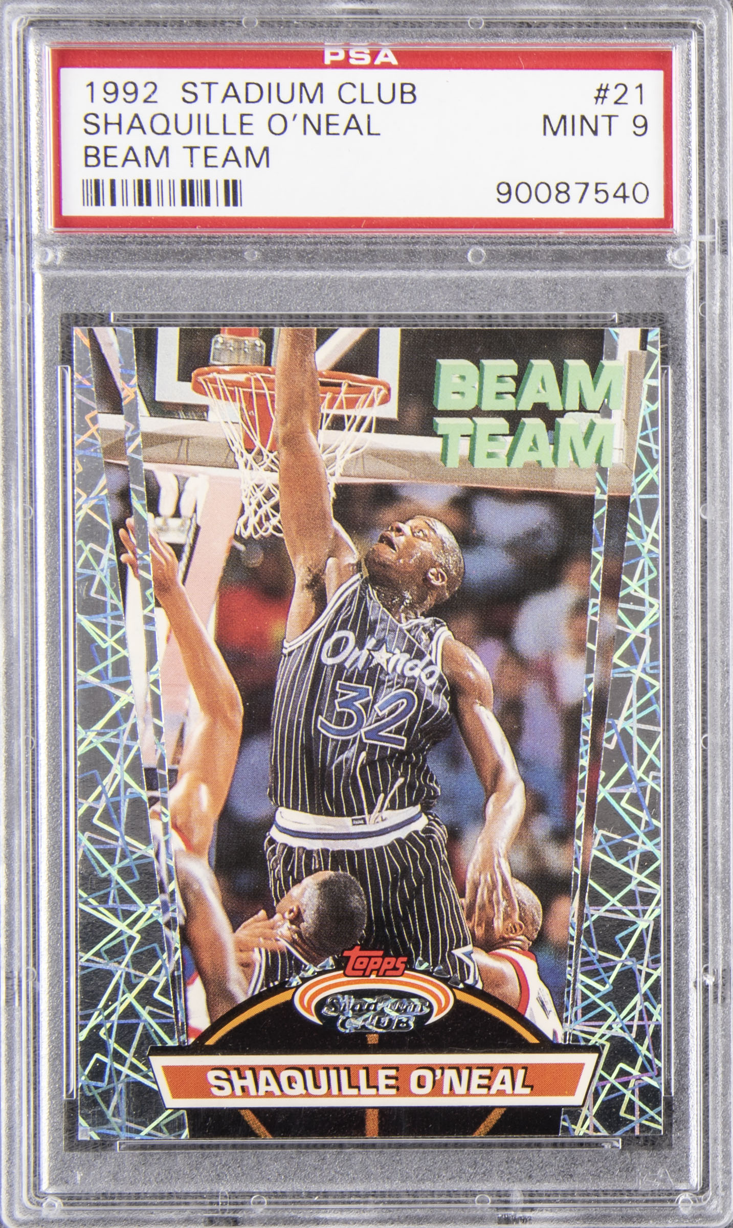 Lot Detail 199293 Topps Stadium Club Beam Team 21 Shaquille Oneal Rookie Card Psa Mint 9
