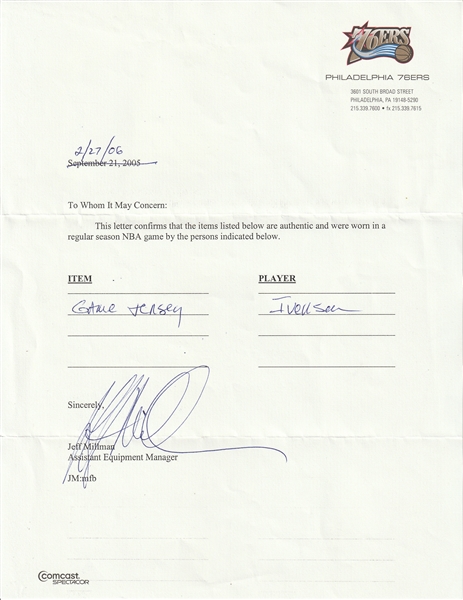2002 Allen Iverson Game Used & Signed Julius Erving Dr. J All Star Game  Jersey