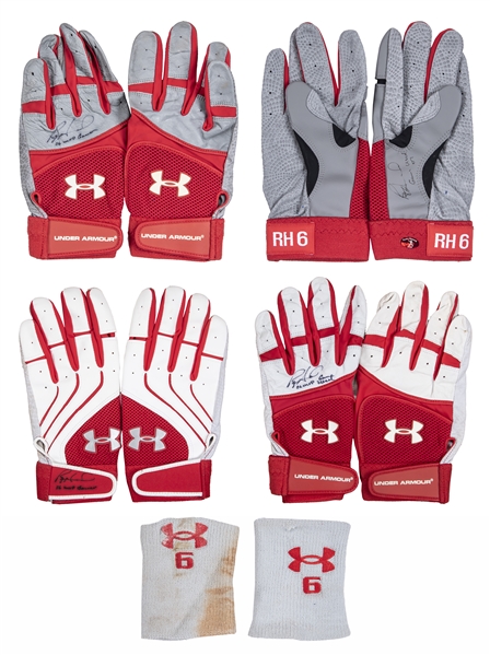 Lot Detail - Lot of (6) 2006-07 Ryan Howard Game Used & Signed/Inscribed  Pairs of Under Armour Batting Gloves (4) With (2) Wristbands - (3) Pair  from MVP Season (Ryan Howard Authenticated)