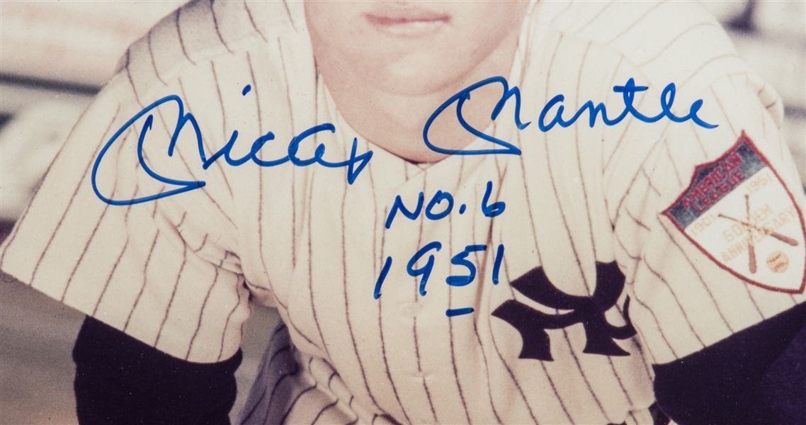Incredible Mickey Mantle No. 6 Signed Inscribed NY Yankees Rookie