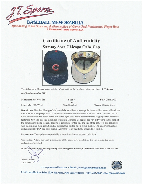 Lot Detail - 2000 Sammy Sosa Game Used and Signed Home Chicago