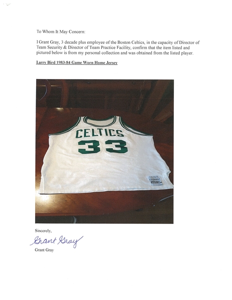 The Finest 1987-88 Larry Bird Game Used Boston Celtics Home Jersey MEARS A10