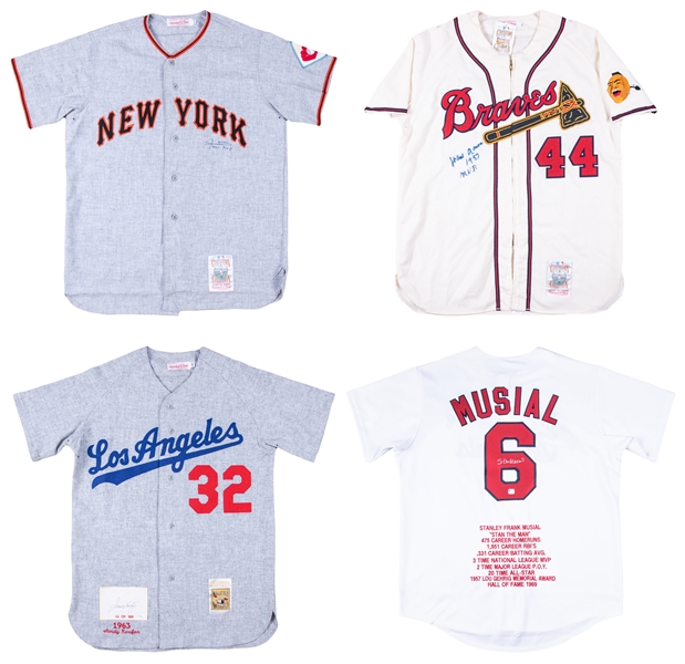 Lot Detail - Hank Aaron 1963 Milwaukee Braves Mitchell & Ness Autographed &  Inscribed Career Stat Jersey