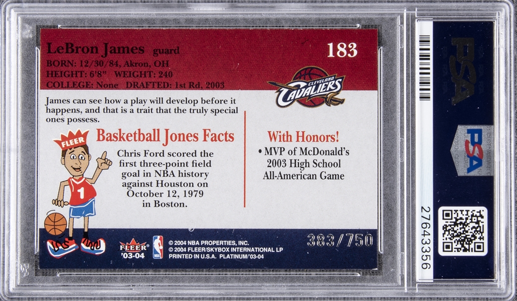 Lot Detail - 2003 Fleer Platinum #183 LeBron James Rookie Card
