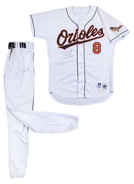 Cal Ripken, Jr. End Of Consecutive Game Streak Game Worn, Photo Matched & Signed Baltimore Orioles Home Uniform (Jersey & Pants) From 9/20/1998 (Ripken LOA. Resolution Photomatching & Beckett)