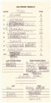 Cal Ripken, Jr. End Of Consecutive Game Streak Baltimore Orioles & New York Yankees Official Bench Card From 9/20/1998 (Ripken LOA)