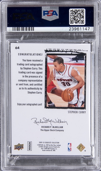 2009 Upper Deck Exquisite Collection Rookie Autograph Stephen Curry #72  141/225 BGS 9.5