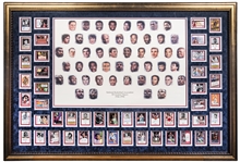 1996 "NBA 50 Greatest Players 1946 - 1996" Signatures Collection (50 Signed Cards) Including Jordan, Mikan and Chamberlain – Presented with Center Litho in a 66" x 46" Framed Display (PSA/DNA)