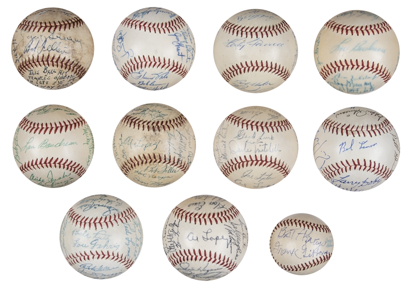 Lot Detail - Lot of (11) 1940s-1950s Cleveland Indians Team Signed
