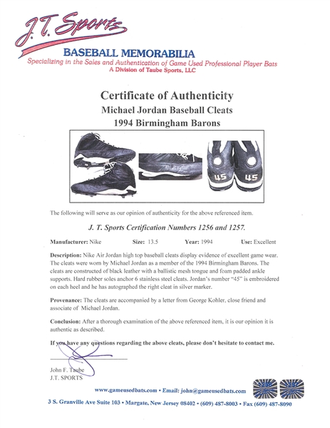 Lot Detail - 1994 Michael Jordan Game Used and Signed Birmingham Barons #45  Home Jersey (Beckett & George Koehler Michael Jordan Collection LOA)