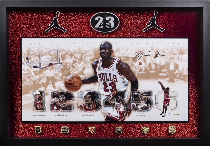 Michael Jordan Signed Chicago Bulls 6 NBA Champs Signed Jersey UDA Upper  Deck