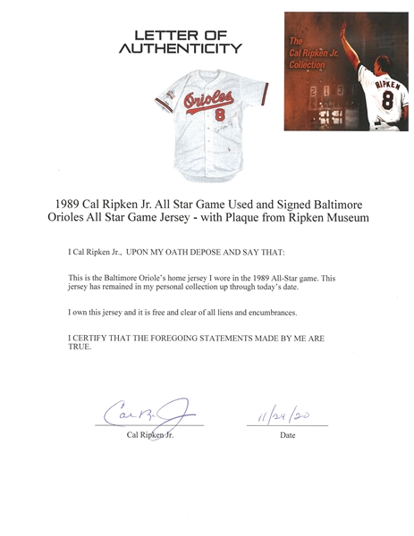 Autographed Cal Ripken, Jr. Baseball Jersey - The National Museum