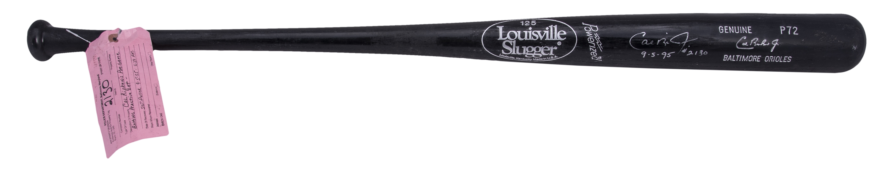 1995 Cal Ripken Jr. Game Used and Signed/Inscribed Louisville Slugger P72 Model Batting Practice Bat Used for #2130 Consecutive Game (Ripken LOA & PSA/DNA)