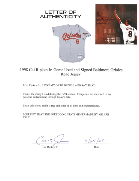 Lot Detail - 1995 Cal Ripken Jr. Game Used and Signed Baltimore Orioles Turn  Back The Clock Mitchell & Ness Road Jersey (Ripken LOA)