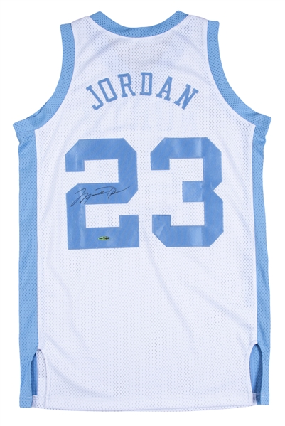 Lot Detail - Michael Jordan Signed North Carolina Home White Jersey (UDA)