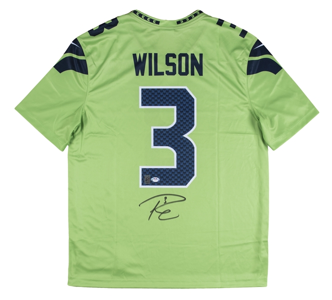 Lot Detail - 2017 Russell Wilson Signed Seattle Seahawks Green Alternate  Jersey (PSA COA)