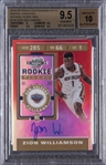 2019-20 Panini Contenders Optic Rookie Variation "Season Ticket" (Red) #135 Zion Williamson Signed Rookie Card (#04/49) – BGS GEM MINT 9.5/BGS 10
