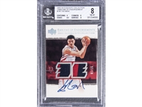2003-04 UD "Exquisite Collection" Emblems of Endorsement #YM Yao Ming Signed Card (#01/15) – BGS NM-MT 8/BGS 10