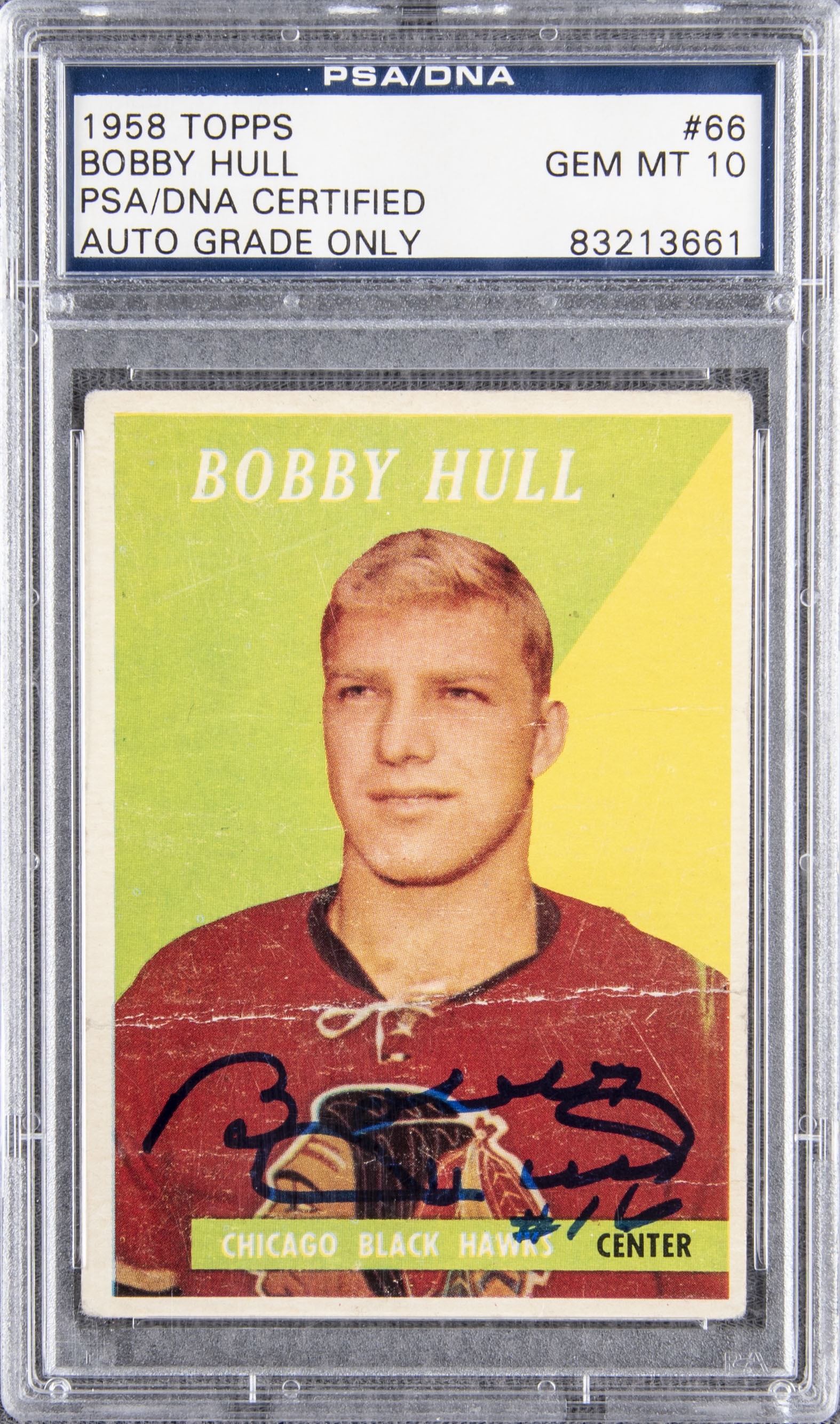 Lot Detail - 1958 Topps #66 Bobby Hull Signed Rookie Card – PSA/DNA GEM ...