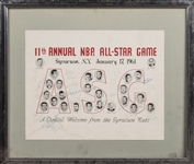 Multi Signed 11th Annual NBA All Star Game 19 x 17" Framed Print With Wilt Chamberlain & Tom Gola (Gola LOA)