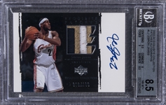 2003-04 "Exquisite Collection" Patches Autographs #LJ LeBron James Signed Game Used Patch Rookie Card (#016/100) – BGS NM-MT+ 8.5/BGS 10