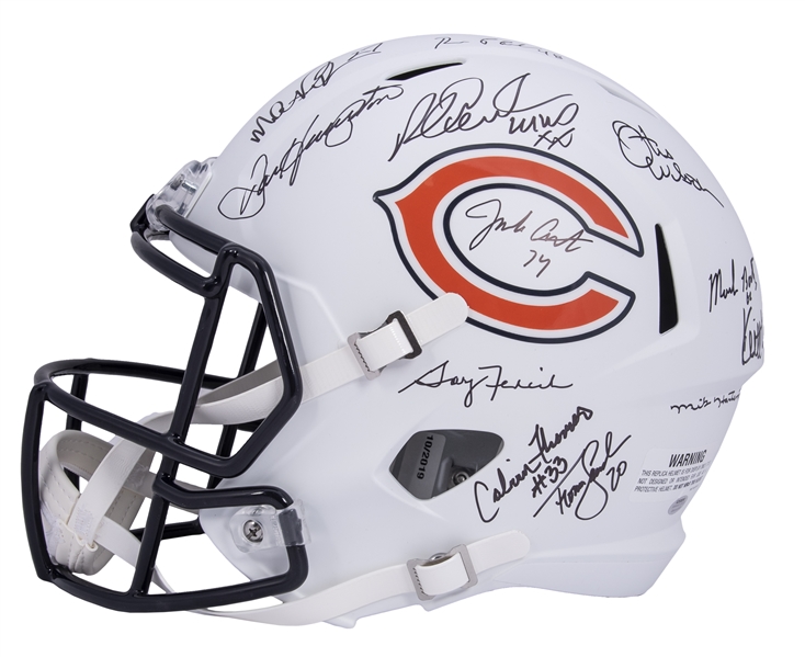 1985 Chicago Bears Team Signed Flat White F/S Speed Rep Helmet LE/34 (28  Sigs)