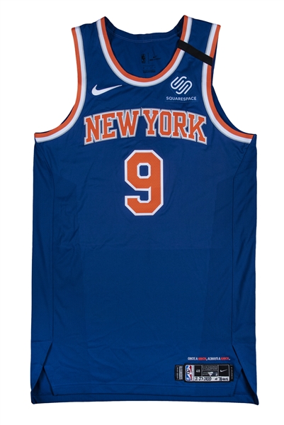 RJ Barrett New York Knicks Game-Used #9 White Jersey vs. Los Angeles  Clippers on February