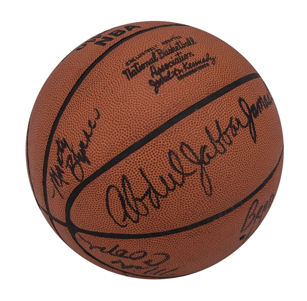 Sold at Auction: 1985-86 Los Angeles Lakers Team Signed Basketball Abdul  Jabbar Magic Johnson PSA