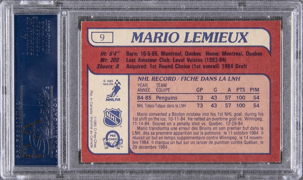 Lot Detail - 1985-86 O-Pee-Chee #9 Mario Lemieux Signed Rookie Card