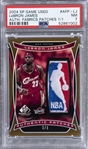 2004/05 Upper Deck SP Game Used Edition "Authentic Patches" #AFP-LJ LeBron James Game Used Logoman Patch Card (#1/1) – PSA NM 7