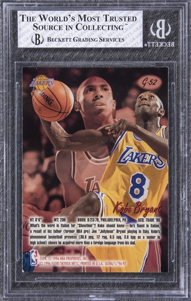 Lot Detail - 1996-97 Ultra Gold Medallion #G52 Kobe Bryant Rookie ...