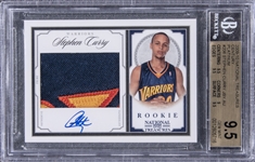 2009/10 Panini National Treasures "Century Platinum" #206 Stephen Curry Signed Patch Rookie Card (#3/5) – BGS GEM MT 9.5/BGS 10