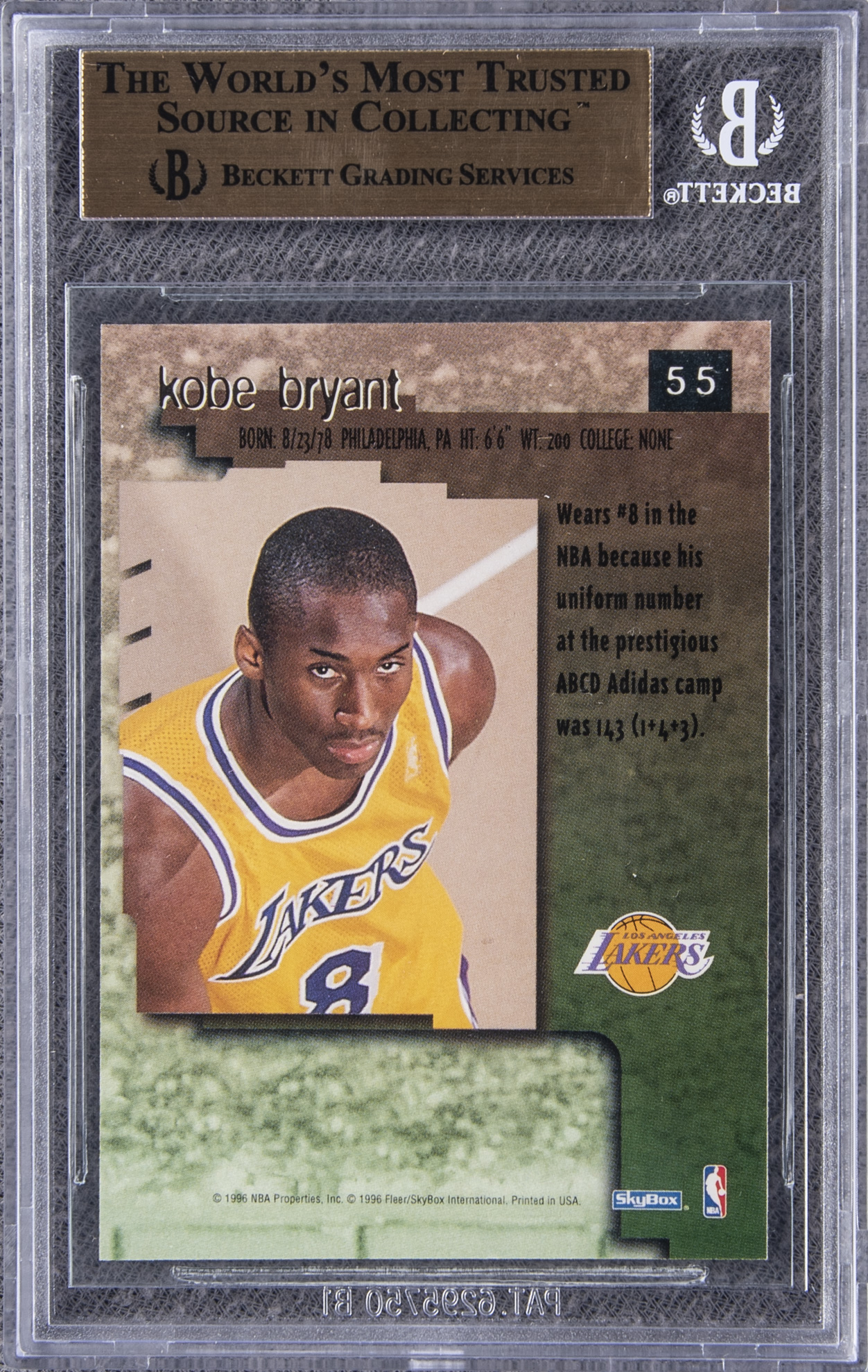 Lot Detail - 1996-97 Skybox Premium #55 Kobe Bryant Rookie Card - BGS ...