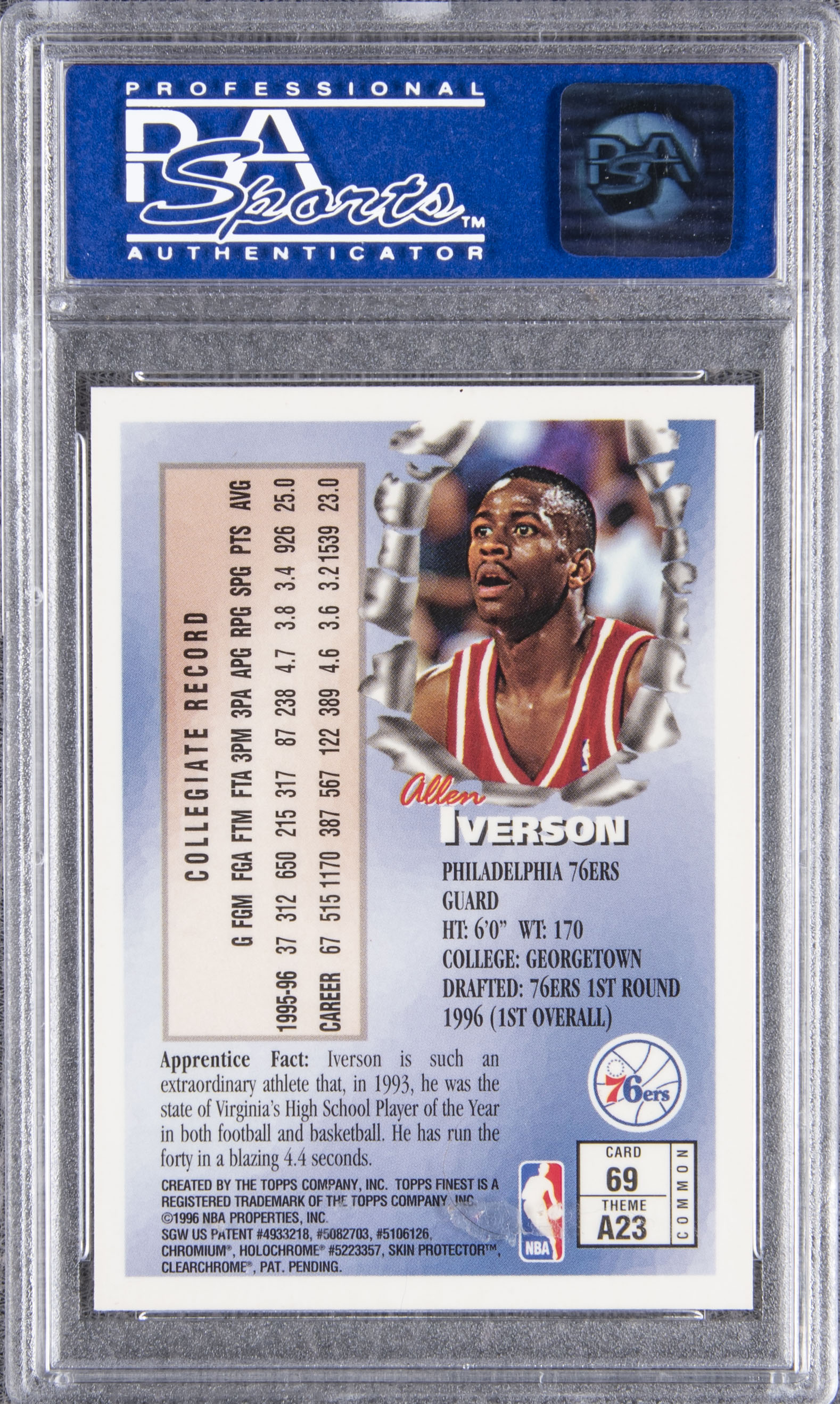 Lot Detail - 1996-97 Finest #69 Allen Iverson Rookie Card - PSA GEM MT 10