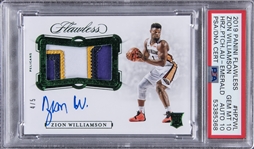 2019 Panini Flawless Emerald #HPZWL Zion Williamson Signed Game Used Patch Rookie Card (#4/5) – PSA GEM MT 10, PSA/DNA 10