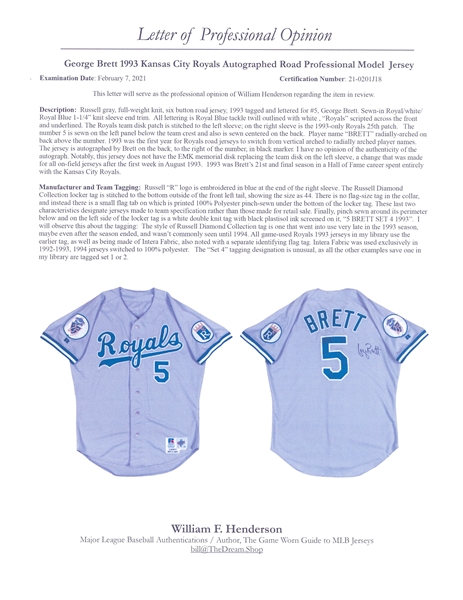 Lot Detail - George Brett Game Used Jersey 1987 (Howser Patch)