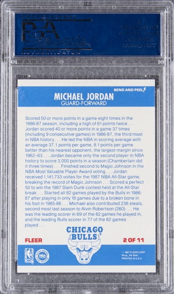 Lot Detail - 1987-88 Fleer Sticker #2 Michael Jordan – PSA GEM MT 10