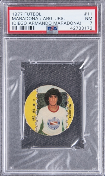 Lot Detail - 1977 Futbol (Soccer) Discs #11 Diego Armando Maradona Rookie  Card – PSA NM 7 "1 of 3!"