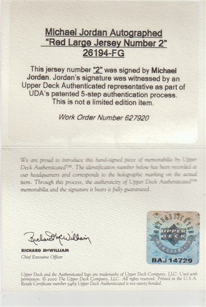 Michael Jordan Signed Jersey Numbers #23 Display Upper Deck UDA