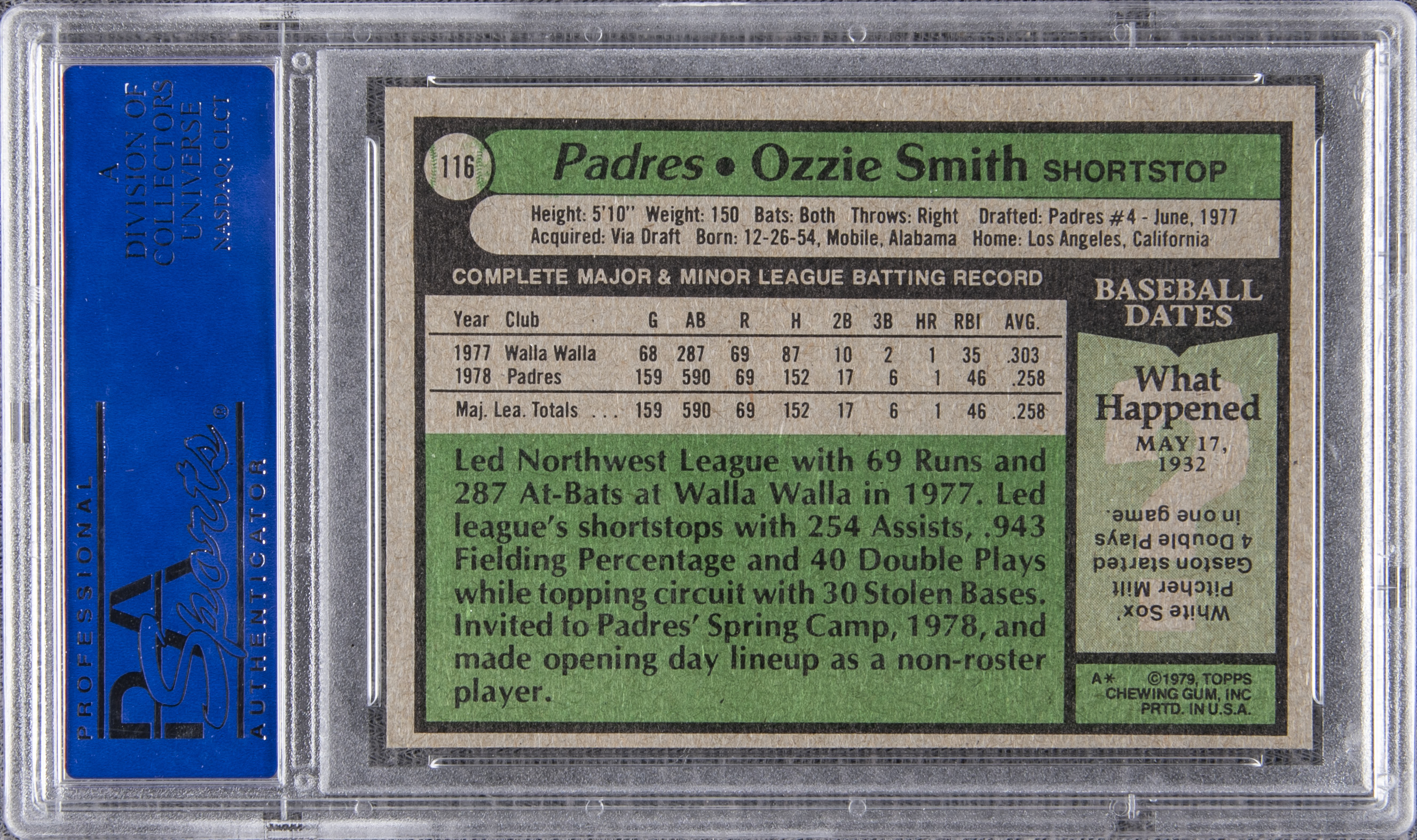Lot Detail - 1979 Topps #116 Ozzie Smith Rookie Card – PSA MINT 9