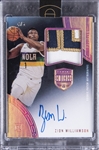 2019-20 Panini Eminence Gold “Rookie Patch Autographs” #RPA-ZW Zion Williamson Signed Game Used Patch Rookie Card (#4/5) - Panini Encased