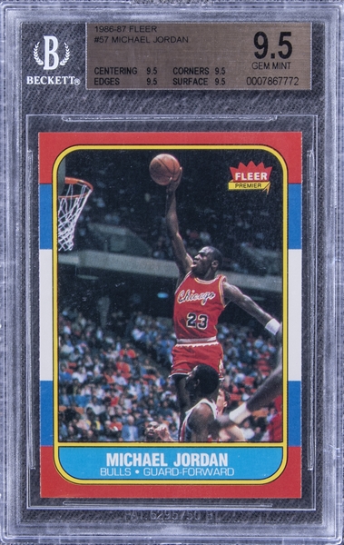 1986/87 Fleer #57 Michael Jordan Rookie Card – BGS GEM MINT 9.5 – A "True Gem" Example!