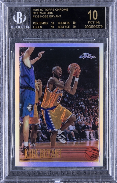 1996-97 Topps Chrome Refractors #138 Kobe Bryant Rookie Card – BGS PRISTINE/Black Label 10 – One of Just Two Examples in the World at Its Level of Perfection!