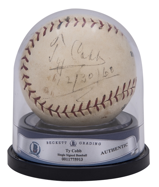 Lot Detail - 1960 Ty Cobb Single Signed/Inscribed Special League